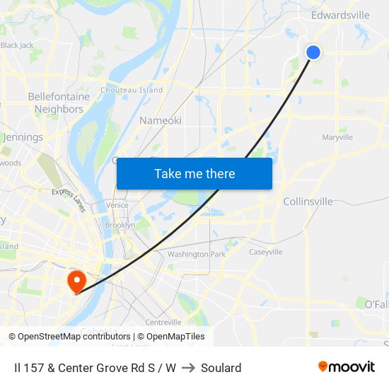 Il 157 & Center Grove Rd S / W to Soulard map