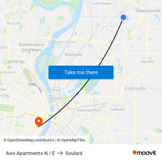 Axis Apartments N / E to Soulard map