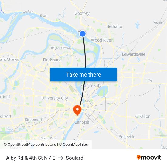 Alby Rd & 4th St N / E to Soulard map