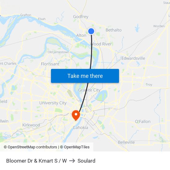 Bloomer Dr & Kmart S / W to Soulard map