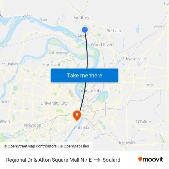 Regional Dr & Alton Square Mall N / E to Soulard map