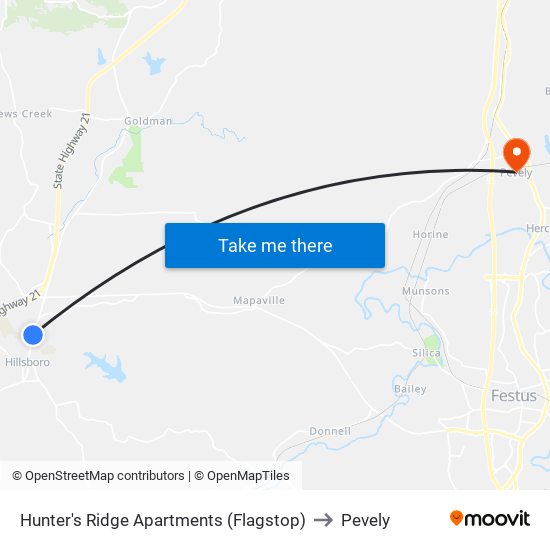 Hunter's Ridge Apartments (Flagstop) to Pevely map