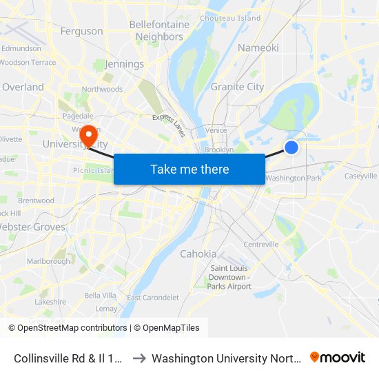 Collinsville Rd & Il 111 S / W to Washington University North Campus map