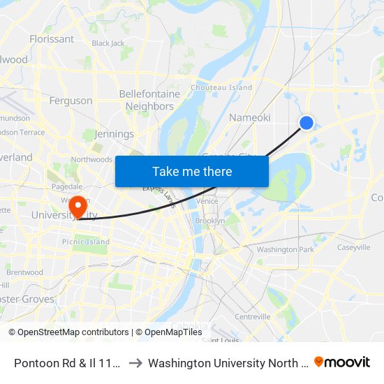 Pontoon Rd & Il 111 N / E to Washington University North Campus map