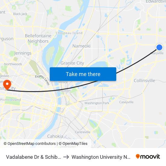 Vadalabene Dr & Schiber Ct S / W to Washington University North Campus map