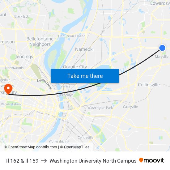 Il 162 & Il 159 to Washington University North Campus map