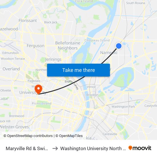 Maryville Rd & Swic S / W to Washington University North Campus map