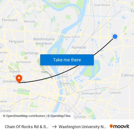 Chain Of Rocks Rd & Sand Rd N / E to Washington University North Campus map