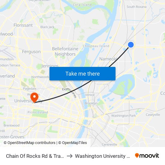 Chain Of Rocks Rd & Transit Way N / E to Washington University North Campus map