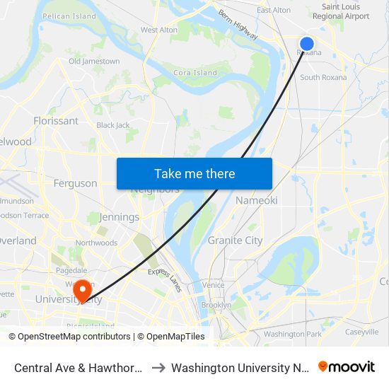 Central Ave & Hawthorne Ave S / W to Washington University North Campus map