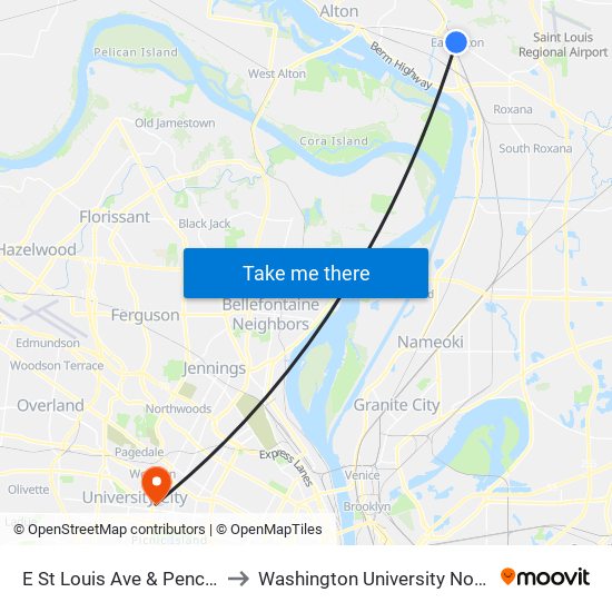 E St Louis Ave & Pence St S / W to Washington University North Campus map