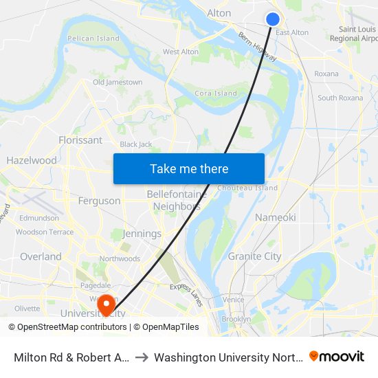 Milton Rd & Robert Ave S / W to Washington University North Campus map