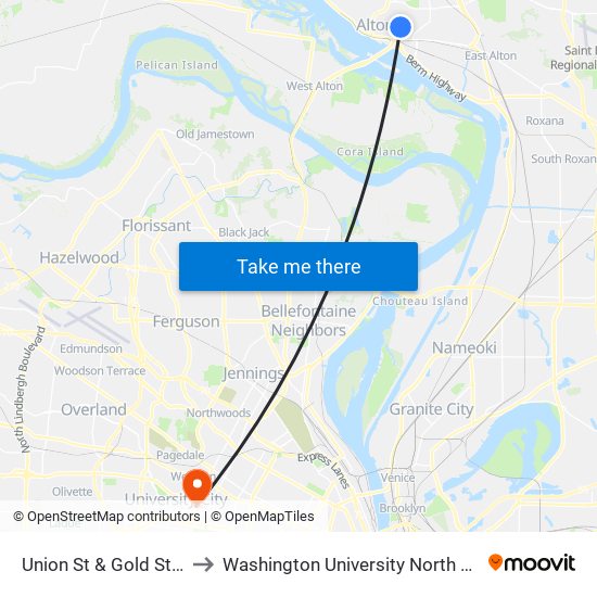 Union St & Gold St N / E to Washington University North Campus map