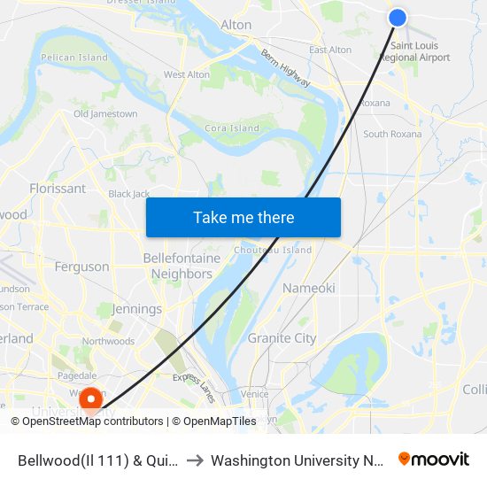 Bellwood(Il 111) & Quik Trip N / E to Washington University North Campus map