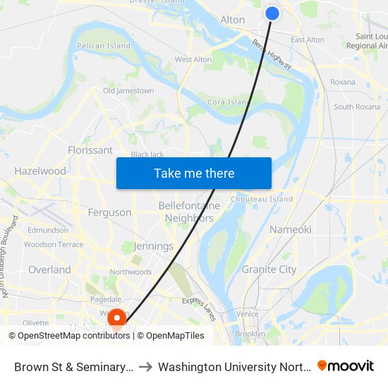 Brown St & Seminary St N / E to Washington University North Campus map