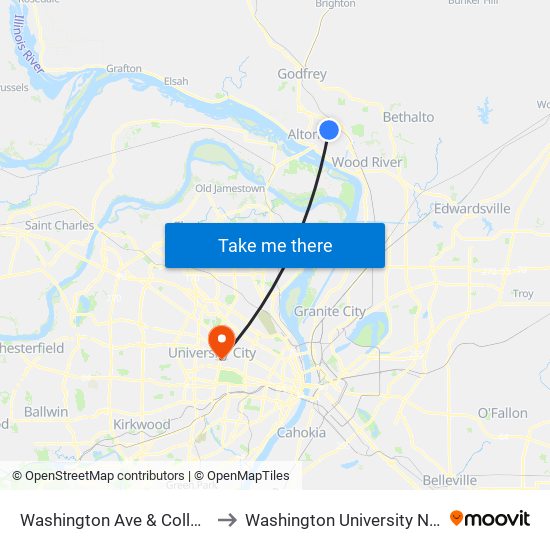 Washington Ave & College Ave N / E to Washington University North Campus map