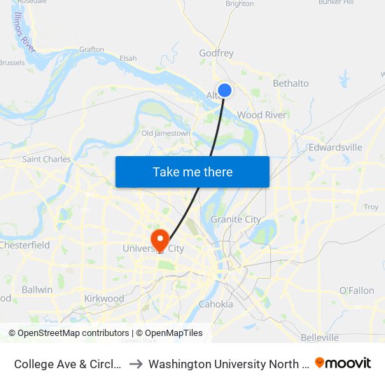 College Ave & Circle N / E to Washington University North Campus map