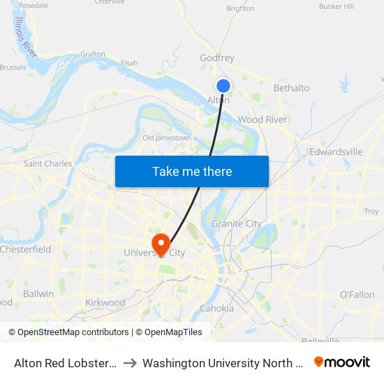 Alton Red Lobster N / E to Washington University North Campus map