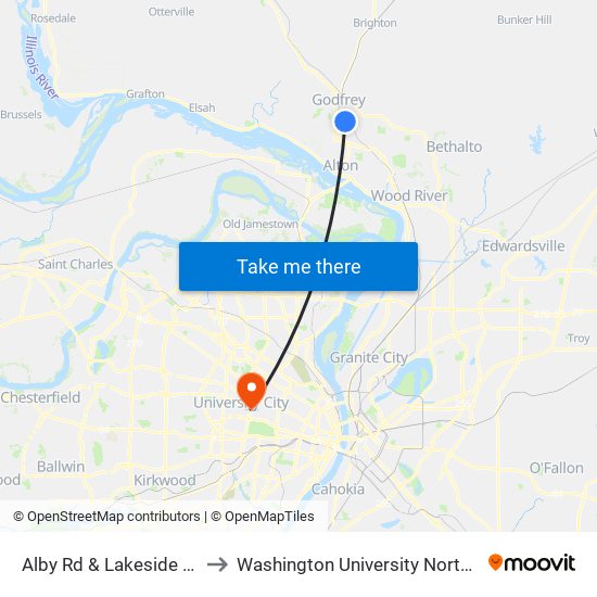 Alby Rd & Lakeside Dr N / E to Washington University North Campus map