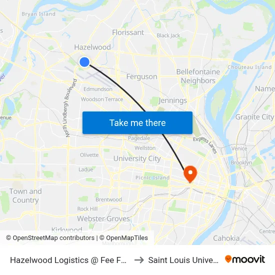 Hazelwood Logistics @ Fee Fee Wb to Saint Louis University map