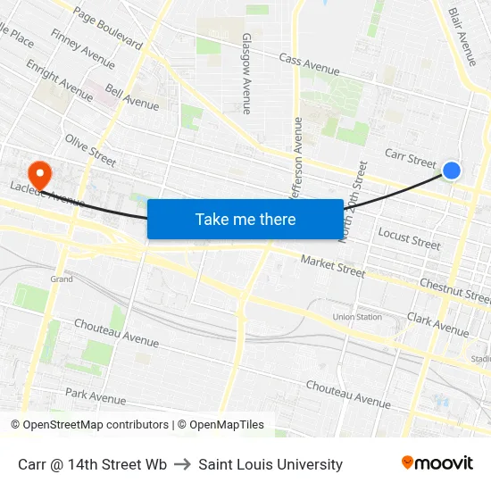 Carr @ 14th Street Wb to Saint Louis University map