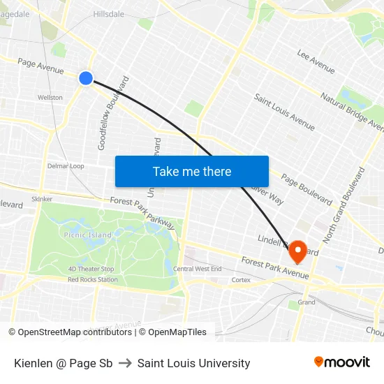 Kienlen @ Page Sb to Saint Louis University map