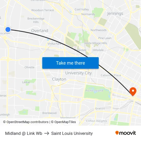 Midland @ Link Wb to Saint Louis University map