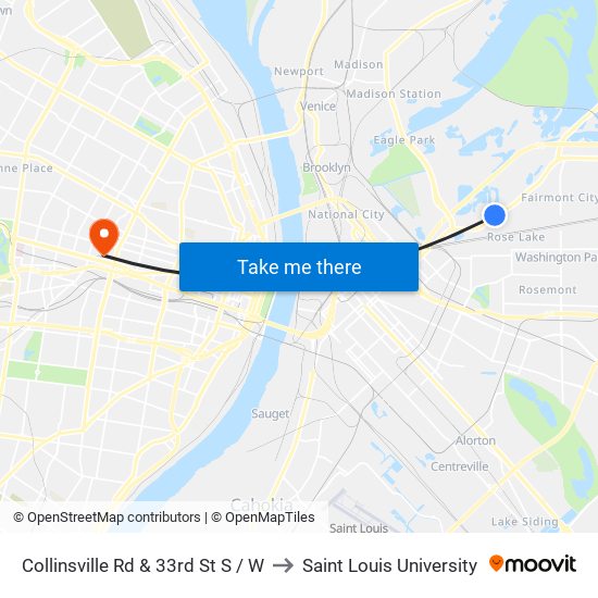 Collinsville Rd & 33rd St S / W to Saint Louis University map