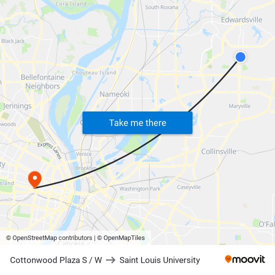 Cottonwood Plaza S / W to Saint Louis University map