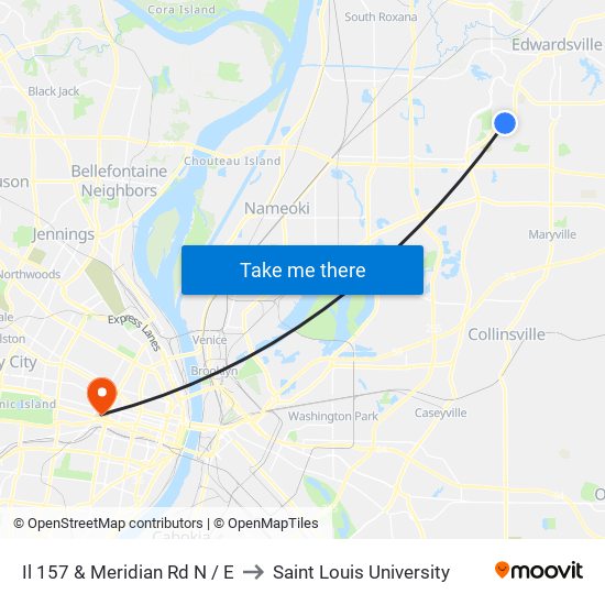 Il 157 & Meridian Rd N / E to Saint Louis University map