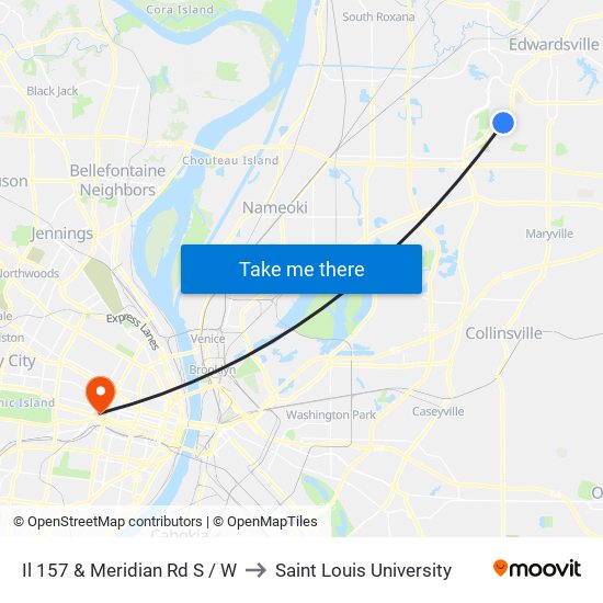 Il 157 & Meridian Rd S / W to Saint Louis University map