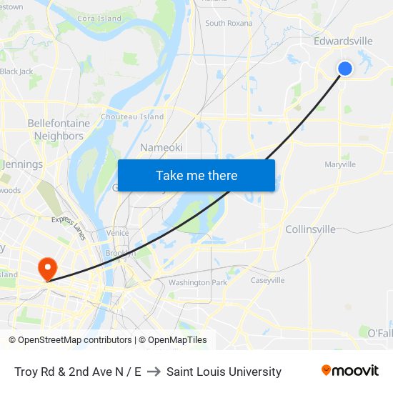 Troy Rd & 2nd Ave N / E to Saint Louis University map