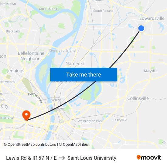 Lewis Rd & Il157 N / E to Saint Louis University map