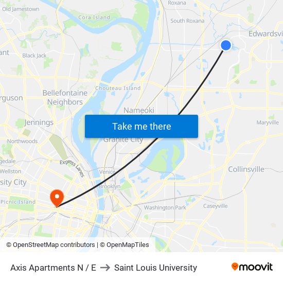 Axis Apartments N / E to Saint Louis University map