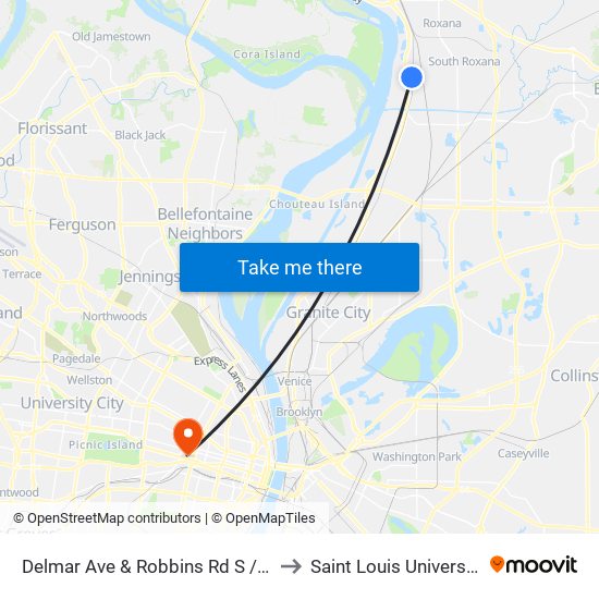 Delmar Ave & Robbins Rd S / W to Saint Louis University map