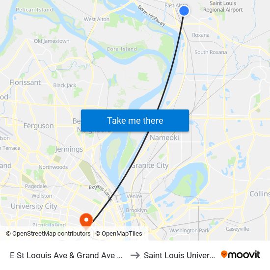 E St Loouis Ave & Grand Ave S / W to Saint Louis University map