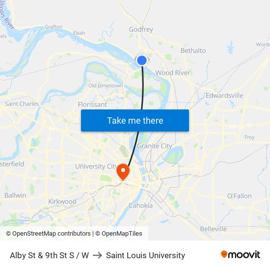 Alby St & 9th St S / W to Saint Louis University map