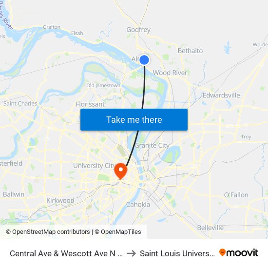 Central Ave & Wescott Ave N / E to Saint Louis University map