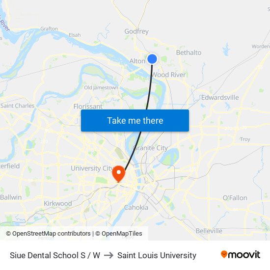 Siue Dental School S / W to Saint Louis University map