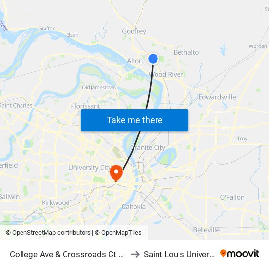 College Ave & Crossroads Ct N / E to Saint Louis University map