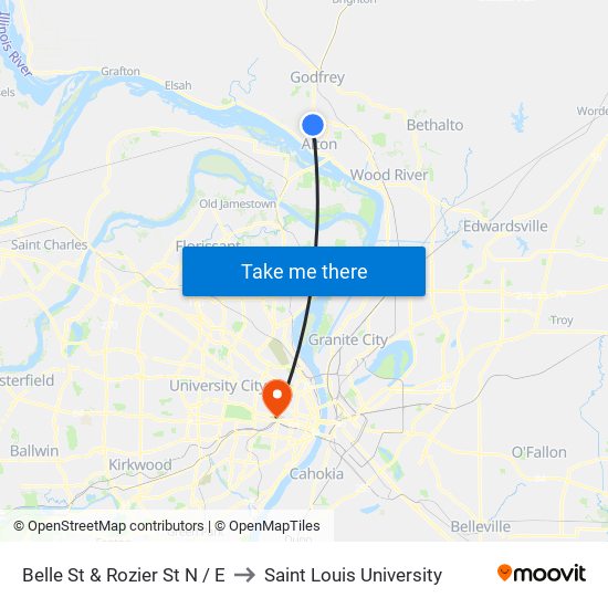 Belle St & Rozier St N / E to Saint Louis University map