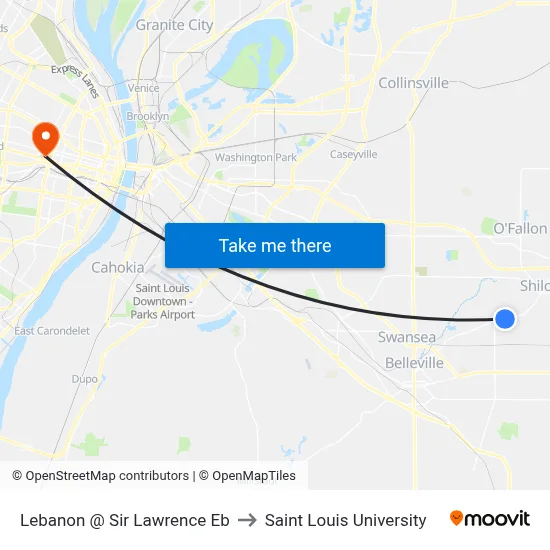 Lebanon @ Sir Lawrence Eb to Saint Louis University map