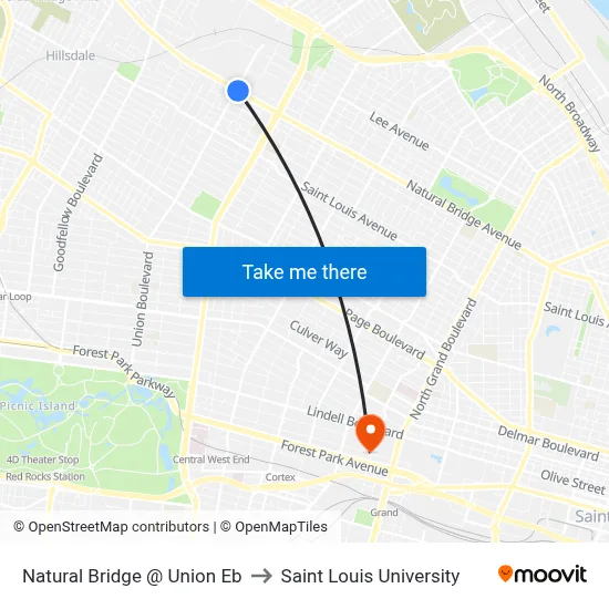 Natural Bridge @ Union Eb to Saint Louis University map