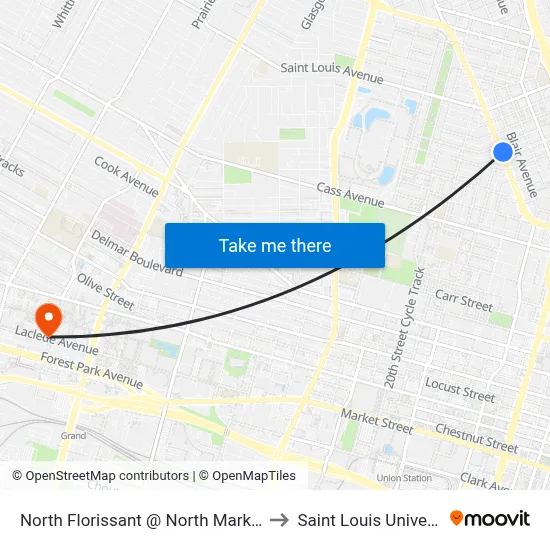 North Florissant @ North Market Nb to Saint Louis University map