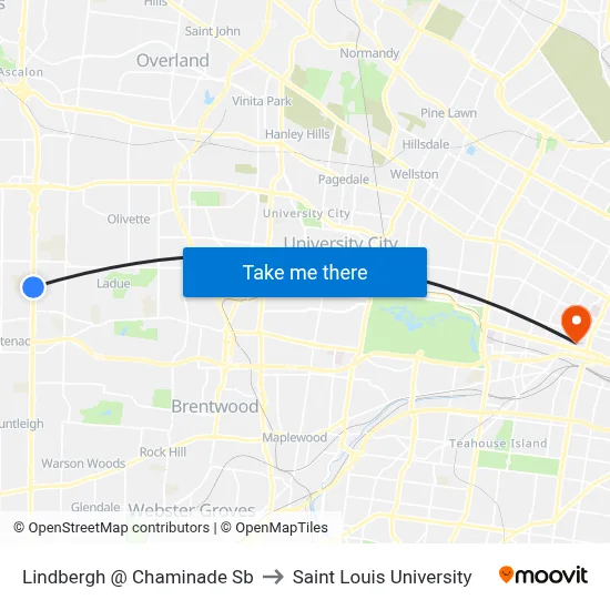 Lindbergh @ Chaminade Sb to Saint Louis University map