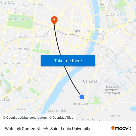 Water @ Garden Nb to Saint Louis University map