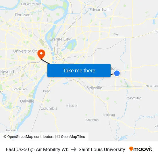 East Us-50 @ Air Mobility Wb to Saint Louis University map