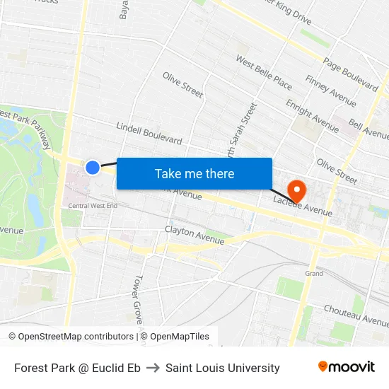 Forest Park @ Euclid Eb to Saint Louis University map