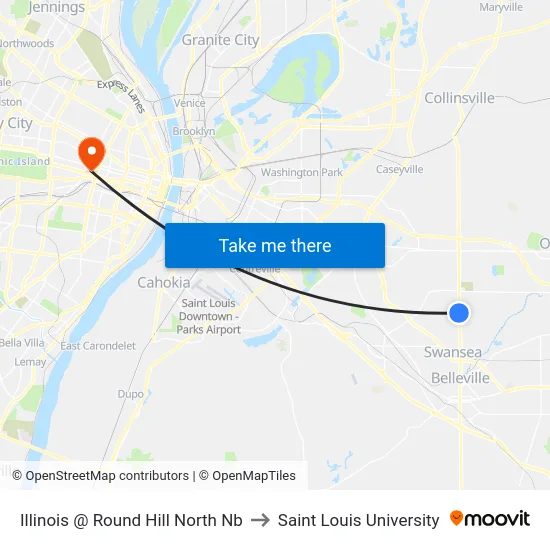 Illinois @ Round Hill North Nb to Saint Louis University map