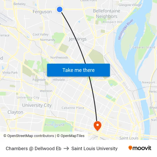 Chambers @ Dellwood Eb to Saint Louis University map